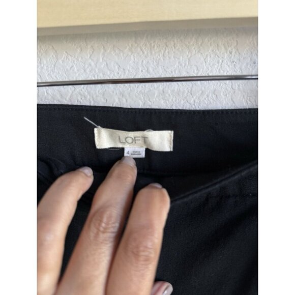 Loft Women’s Horsebit The Sutton Flare Dress Pants Black Bi-Stretch Size 4 - Picture 9 of 12